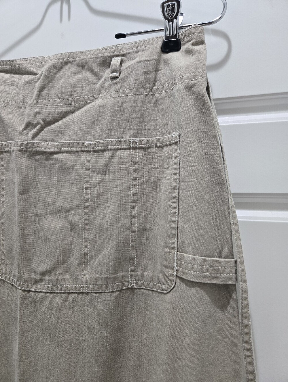 VINTAGE Y2K AMERICAN EAGLE COTTON KHAKI WRAP MAXI SKIRT WOMEN 6 BIB FRONT AEO - Picture 3 of 12